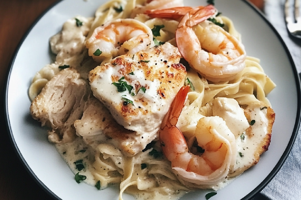 chicken and shrimp alfredo