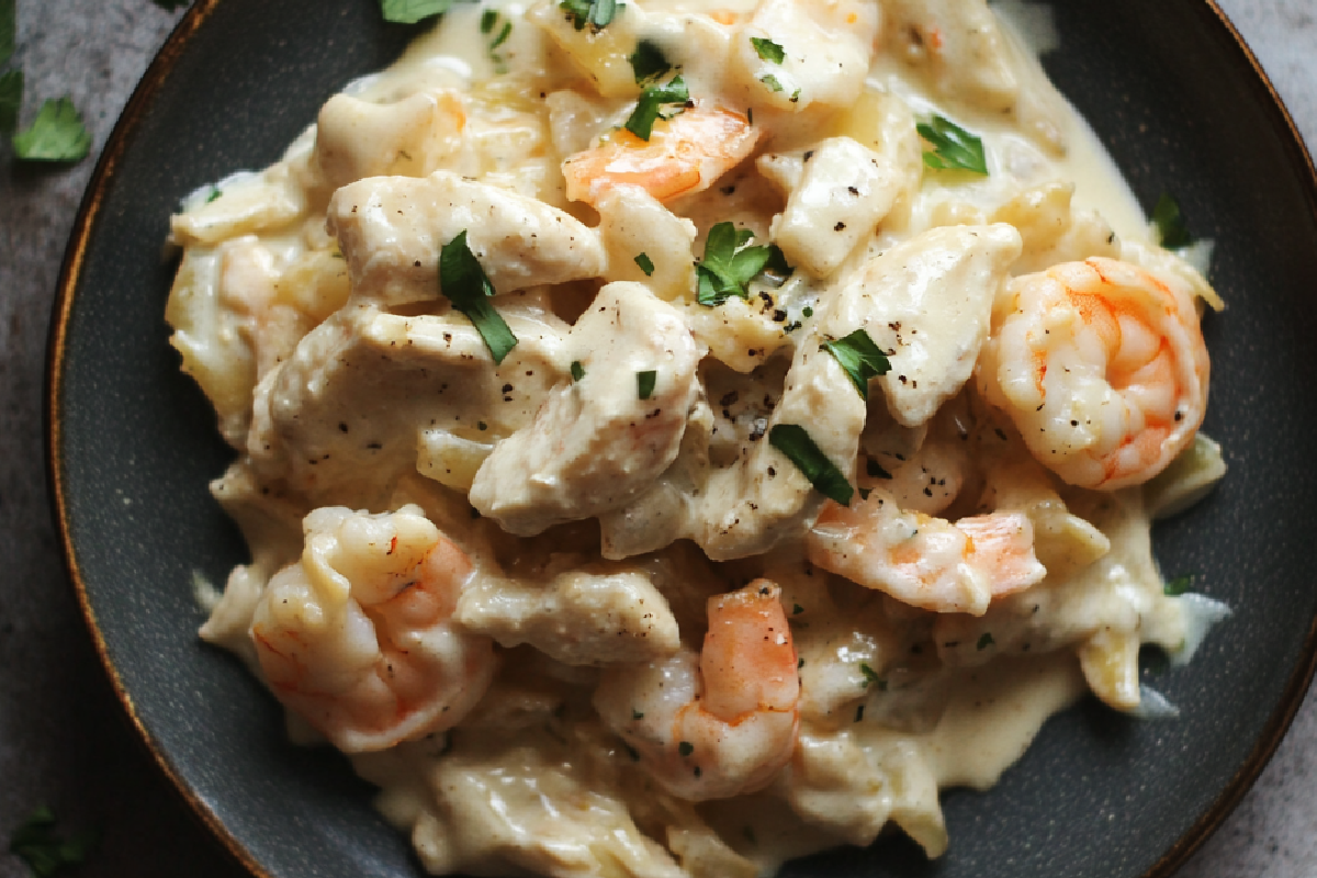 chicken and shrimp alfredo