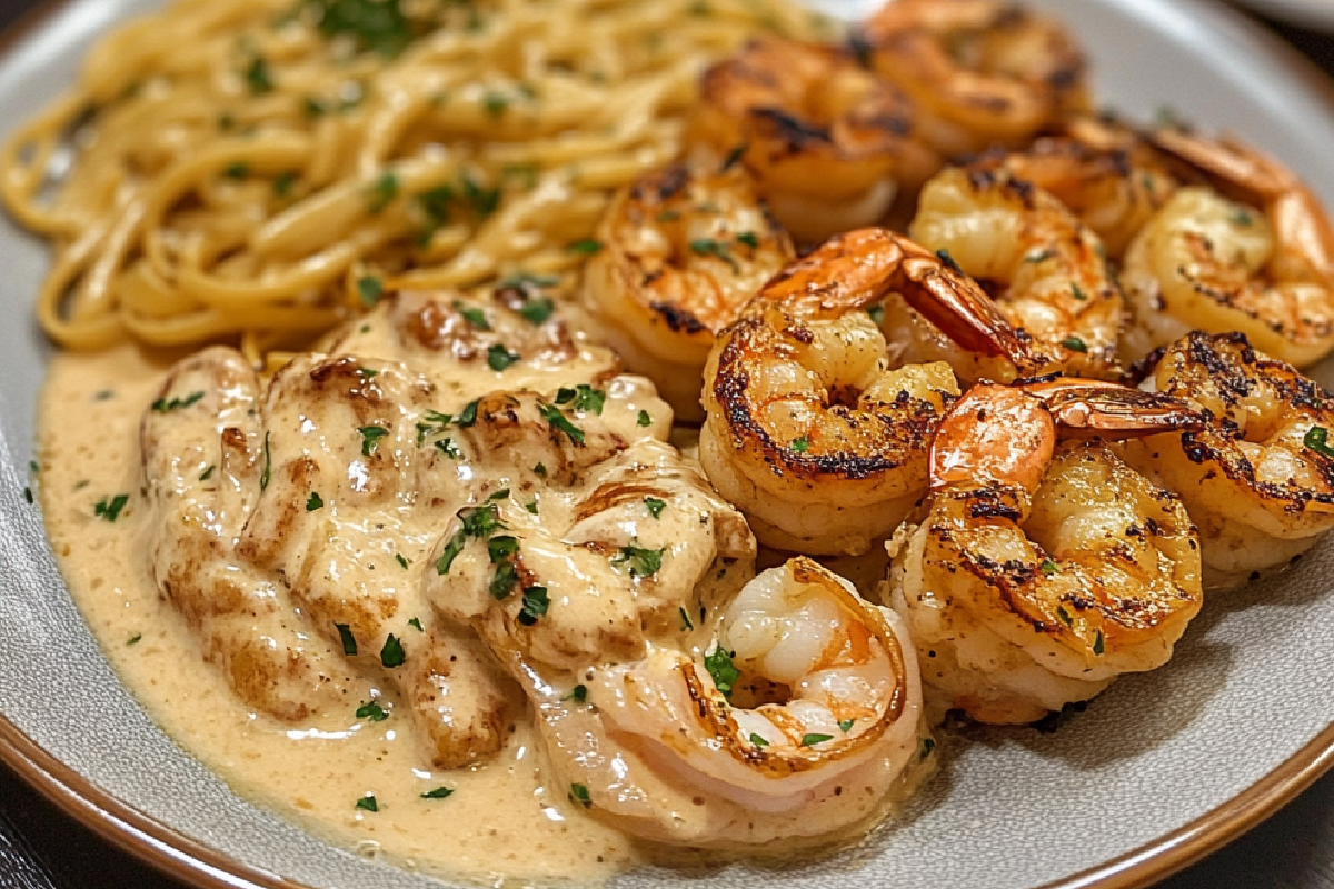 chicken and shrimp alfredo