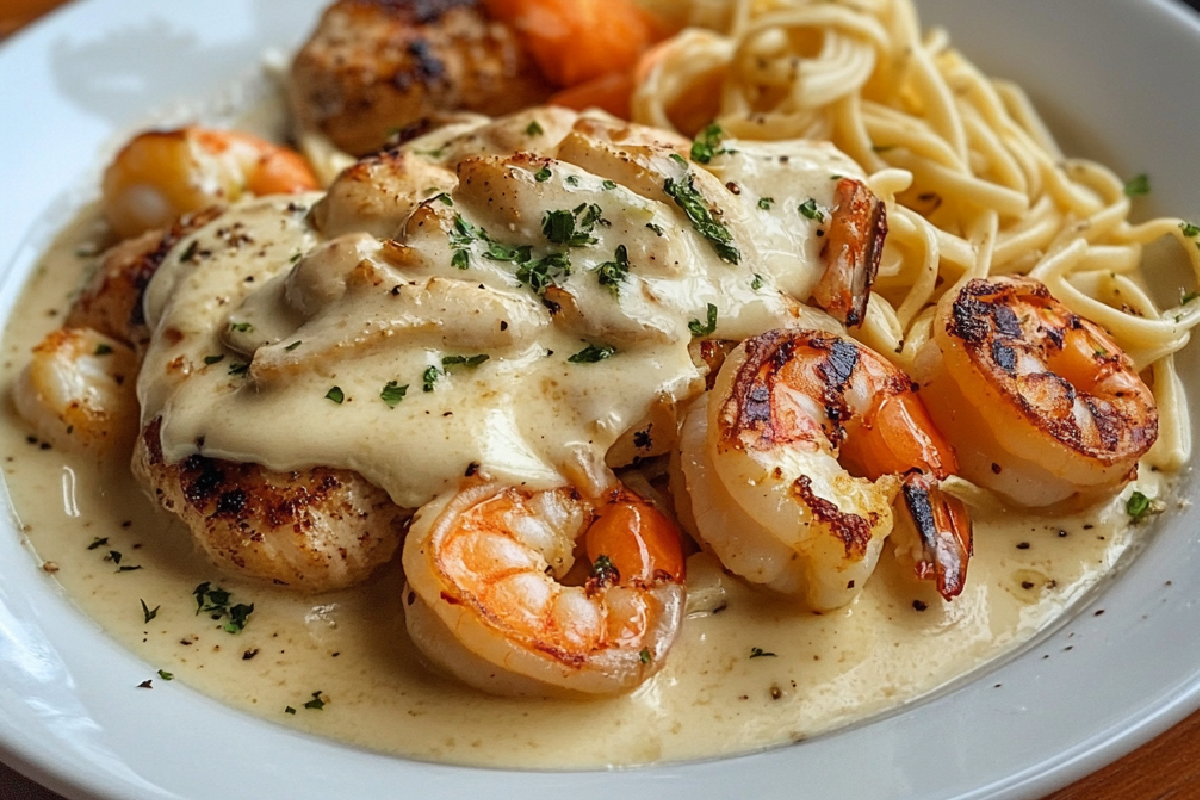 chicken and shrimp alfredo