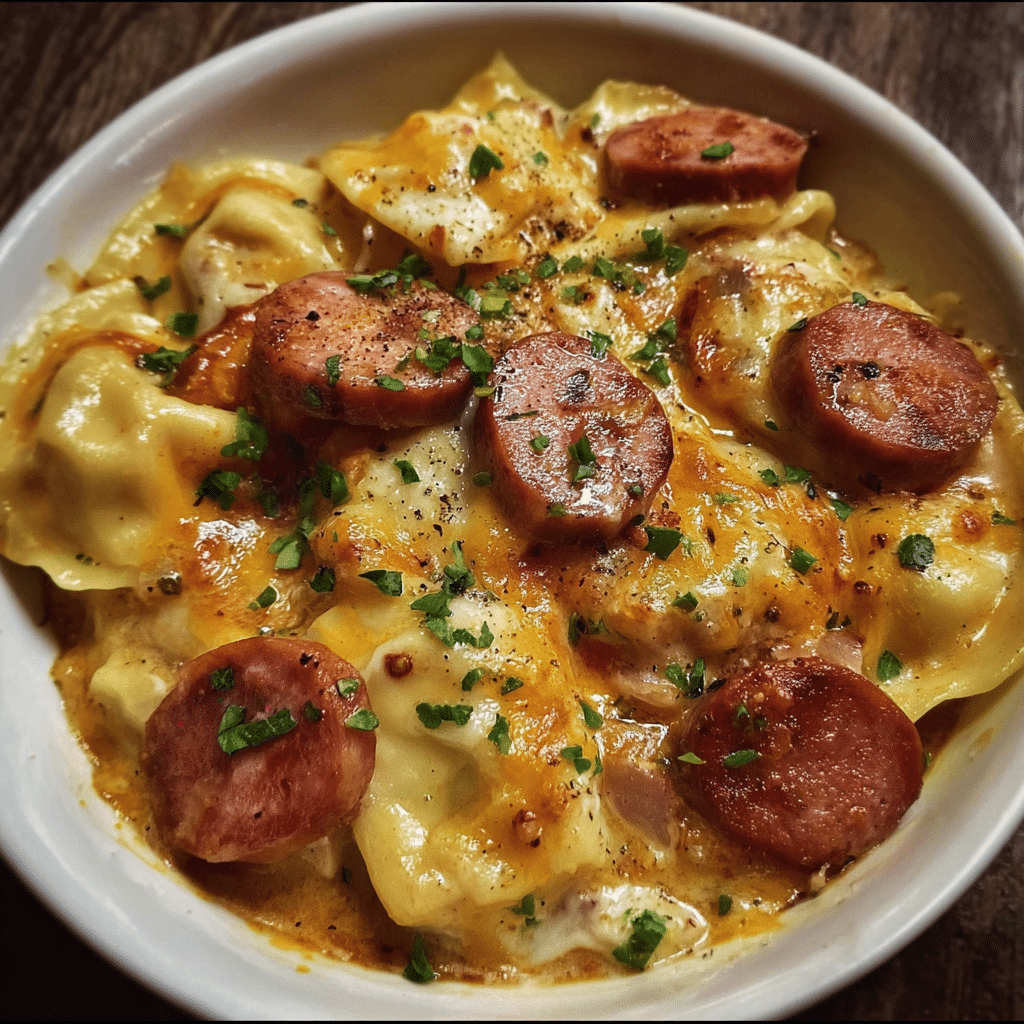 THE BEST Crockpot Pierogi Casserole With Kielbasa