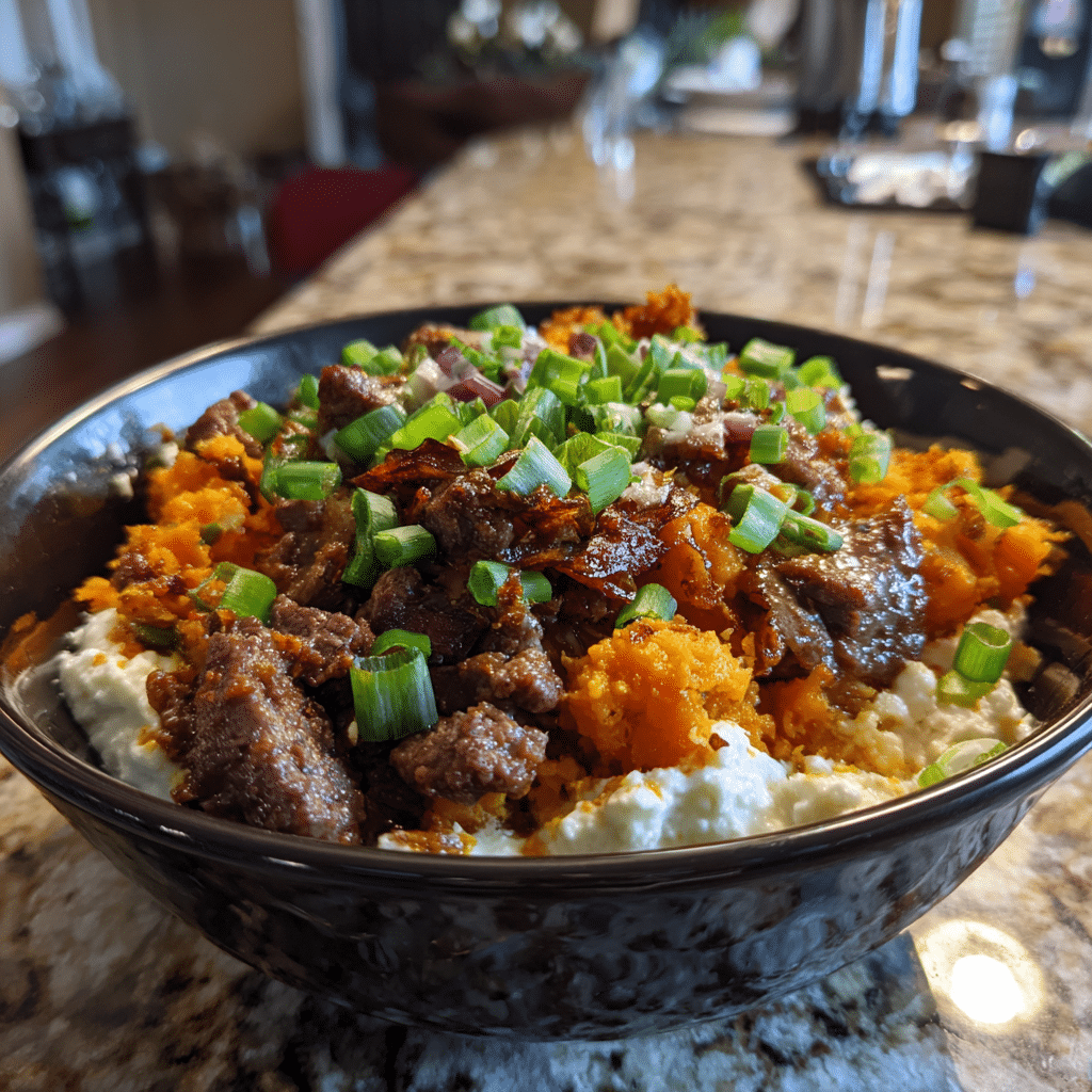 Viral Cottage Cheese Sweet Potato Beef Bowl Recipe