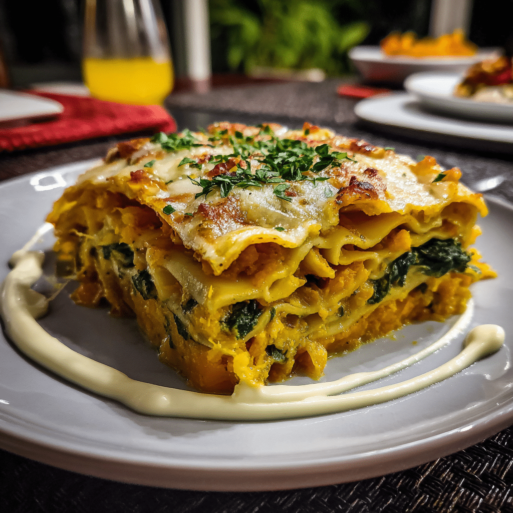 Vegetarian Pumpkin Spinach Lasagna