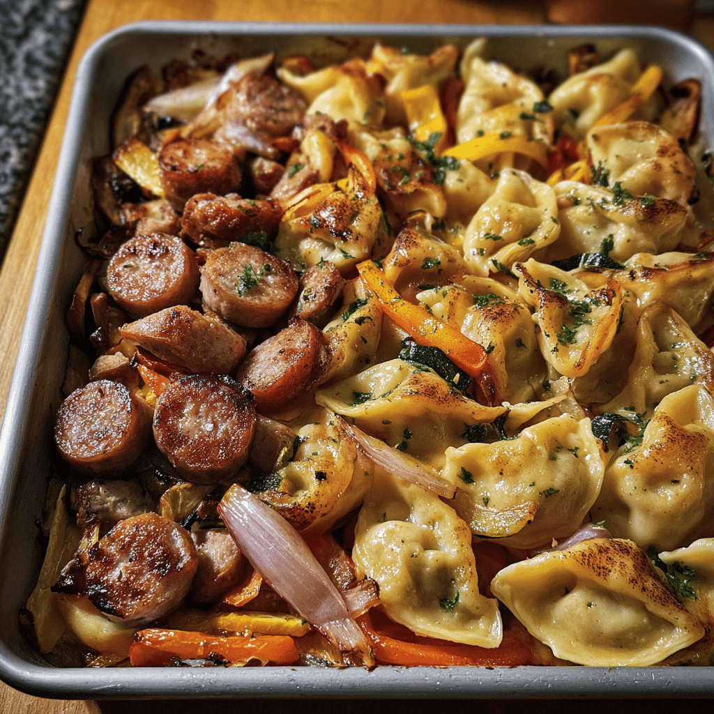 Simple Pierogi Sausage and Veggie Bake by Olive and Mango