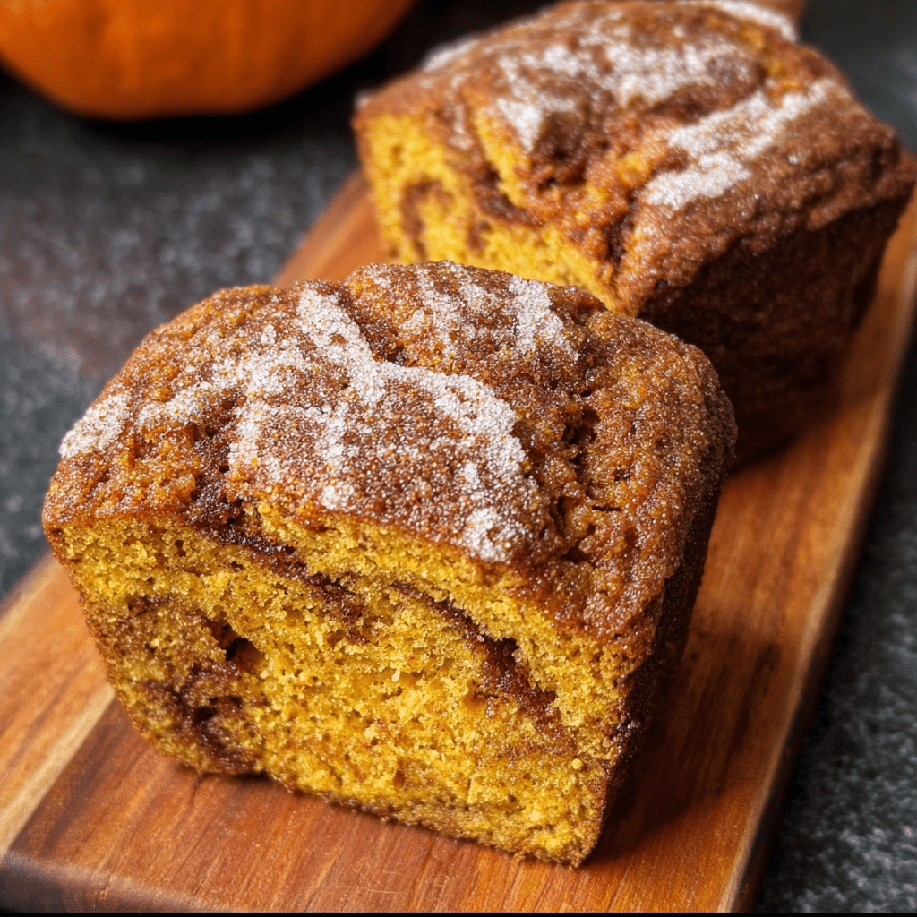 Mini Pumpkin Bread with Cinnamon Swirl