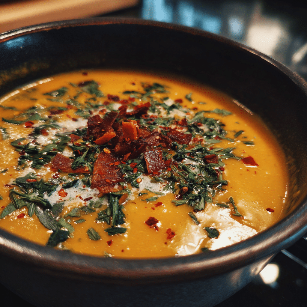 Spicy Butternut Squash Sweet Potato Soup Recipe