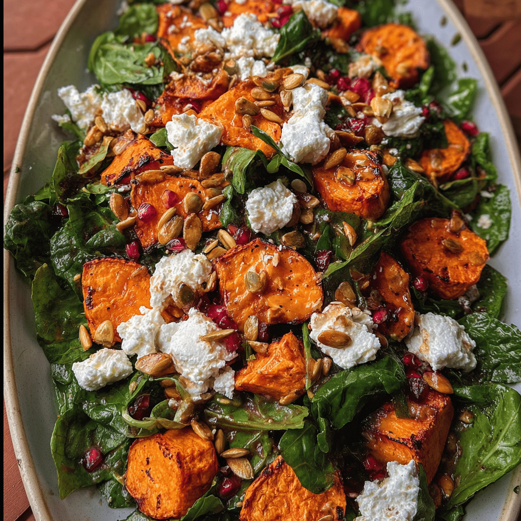 Roasted Sweet Potato Goat Cheese Salad