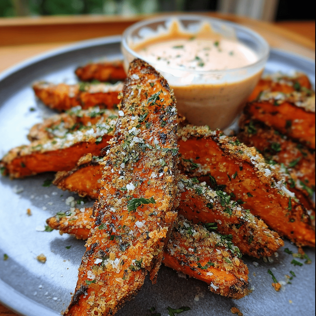 Savory Garlic and Parmesan Sweet Potato Wedges Recipe