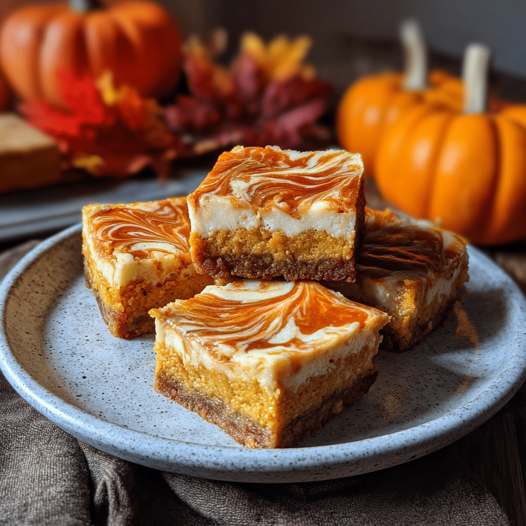 Swirled Pumpkin Cheesecake Bars