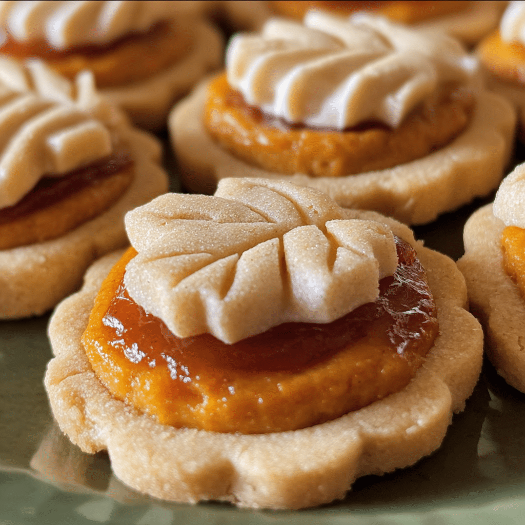 Thanksgiving Cookies With Pumpkin Pie Filling And Fall Shortbread Base