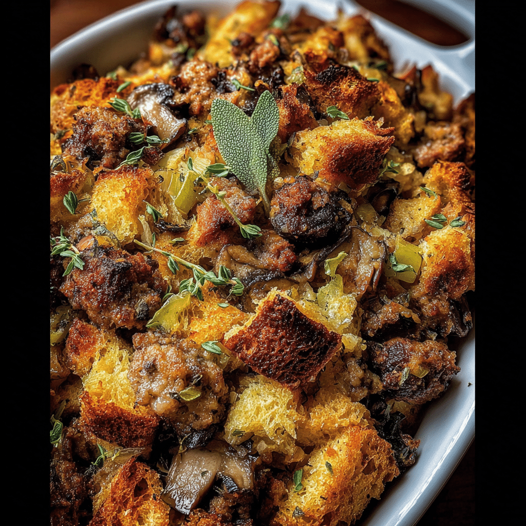 Best-Ever Sourdough Stuffing with Sausage & Mushrooms