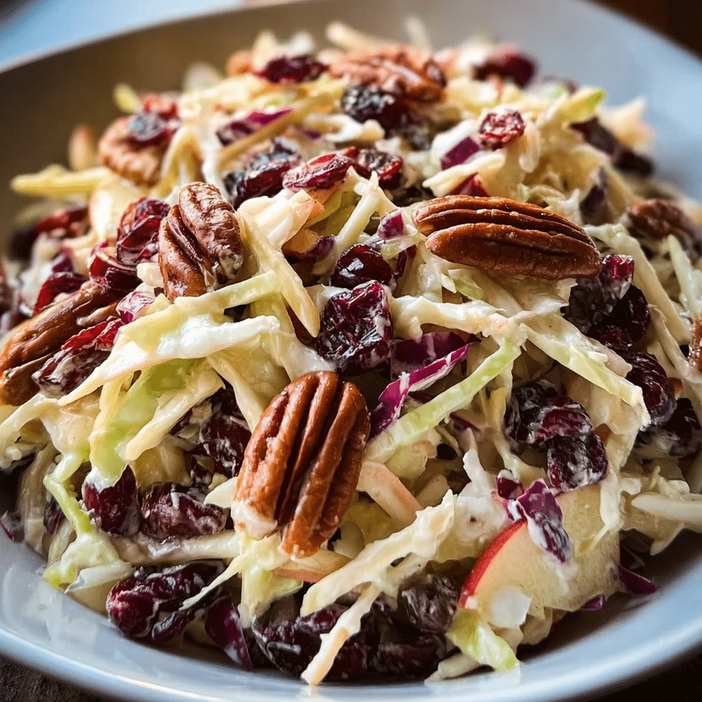 Easy Apple Coleslaw with Cranberries & Pecans