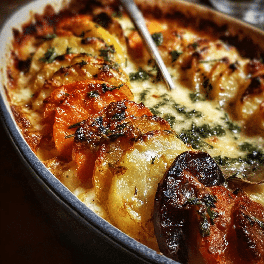 Cheesy Root Vegetable Gratin