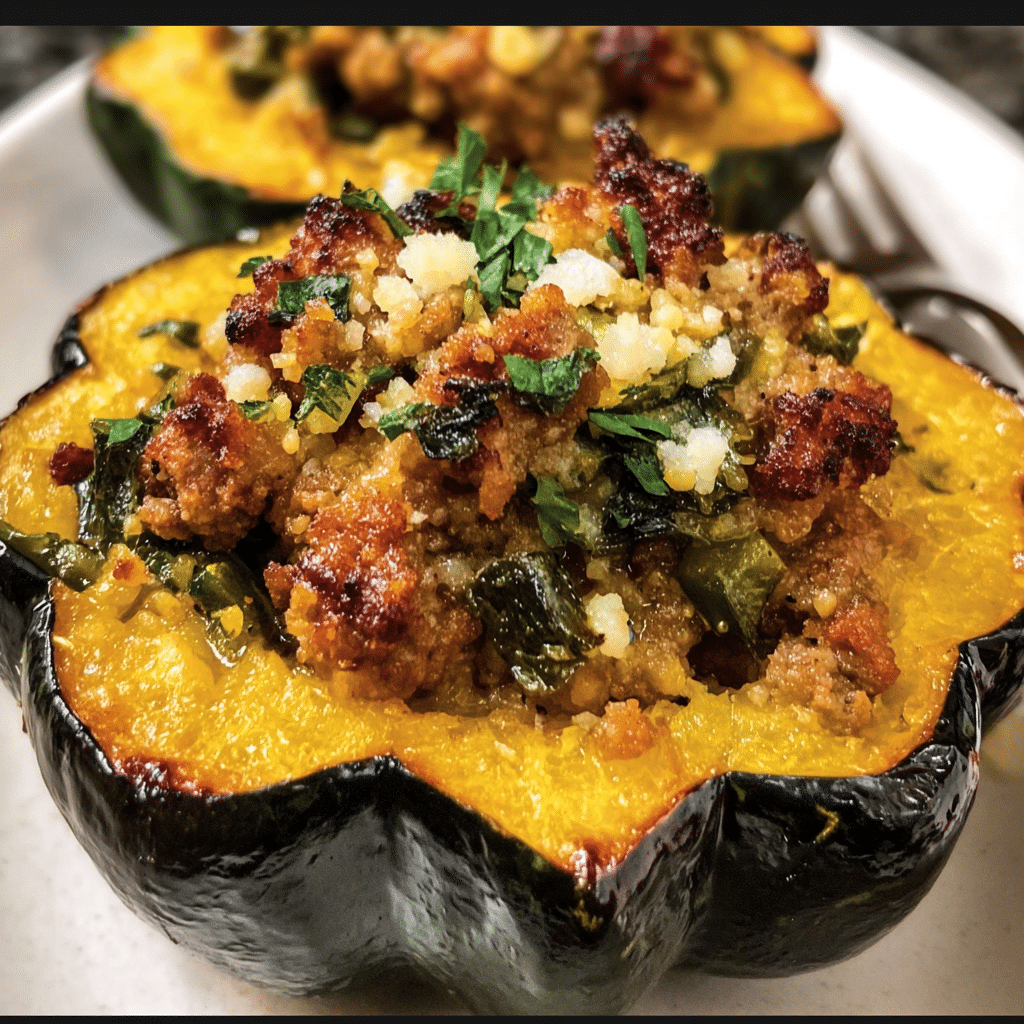 Sausage Stuffed Acorn Squash