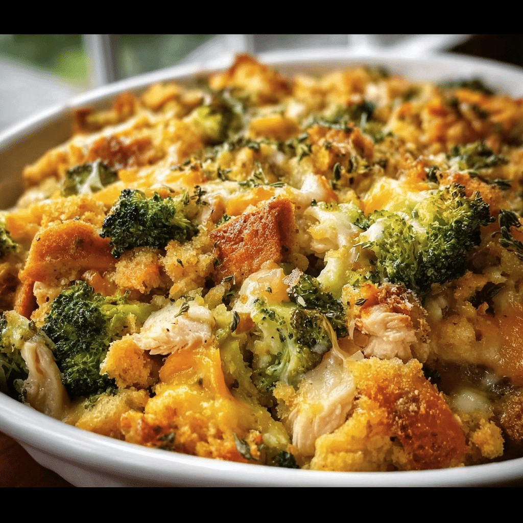 Chicken and Broccoli Stuffing Bake