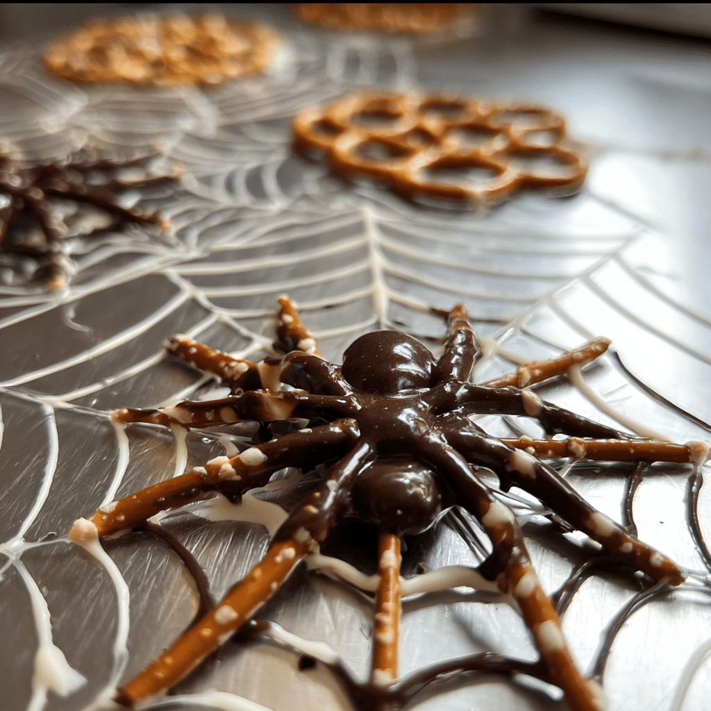 Chocolate Pretzel Spider Web
