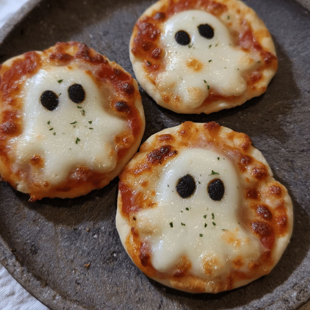 Adorable Mini Ghost Pizzas