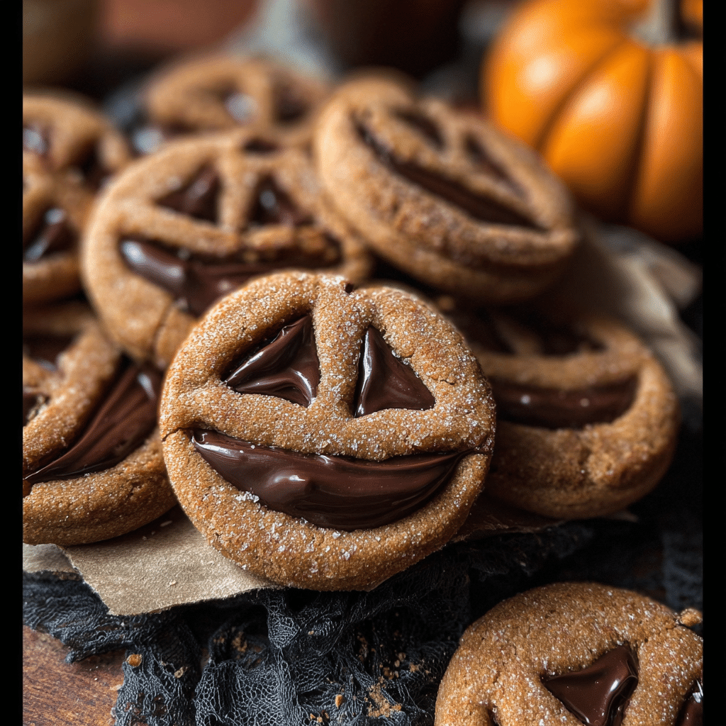 Milk Chocolate Stuffed Jack-O-Lantern Cookies