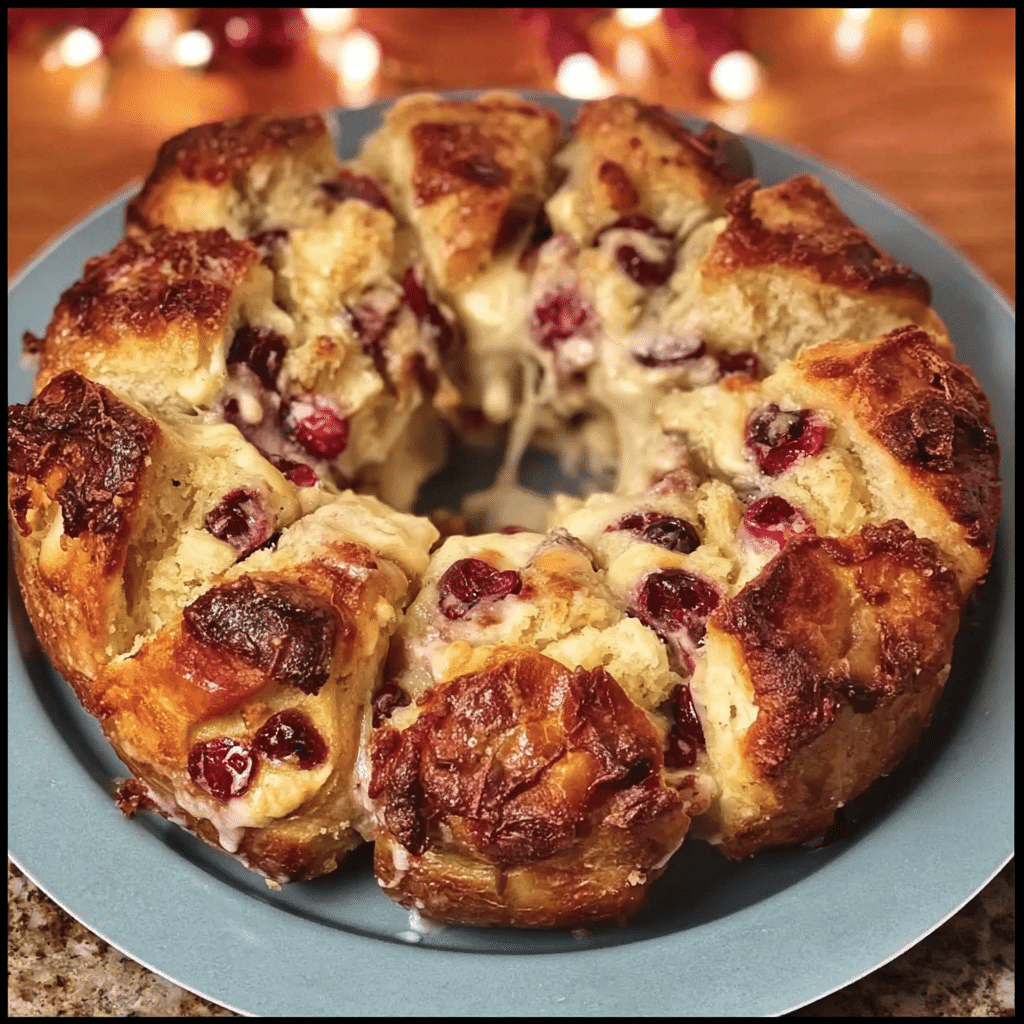 Cranberry and Brie Holiday Pull-Apart Bread