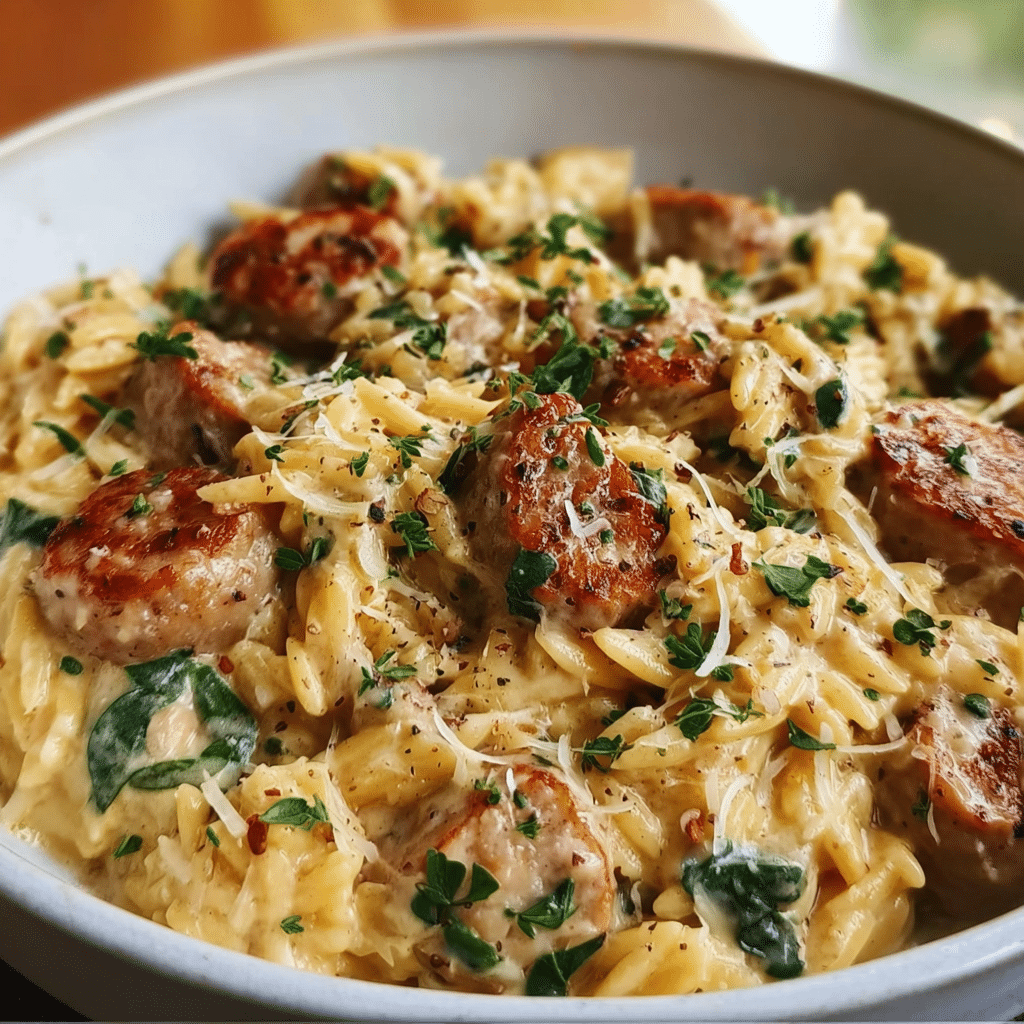 Creamy Chicken Sausage Orzo Recipe