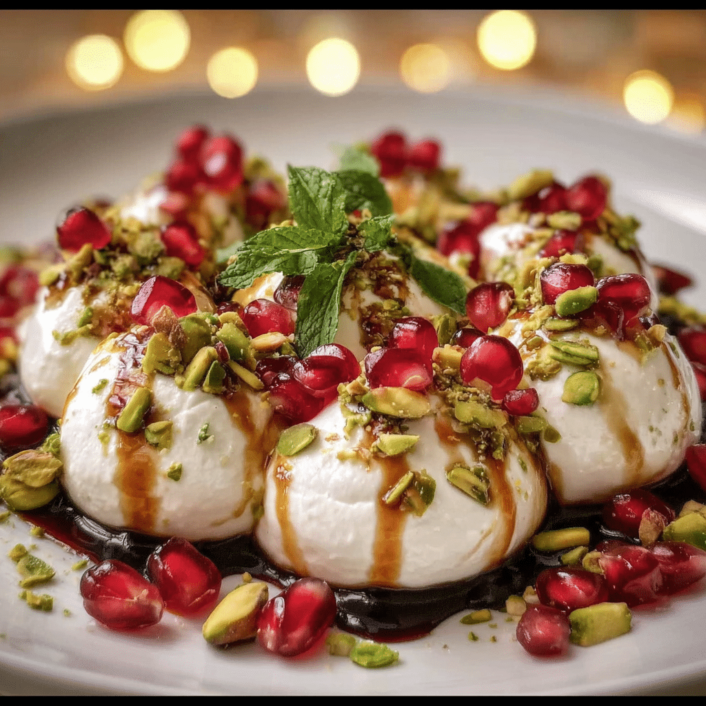Festive Burrata with Pomegranate & Pistachio