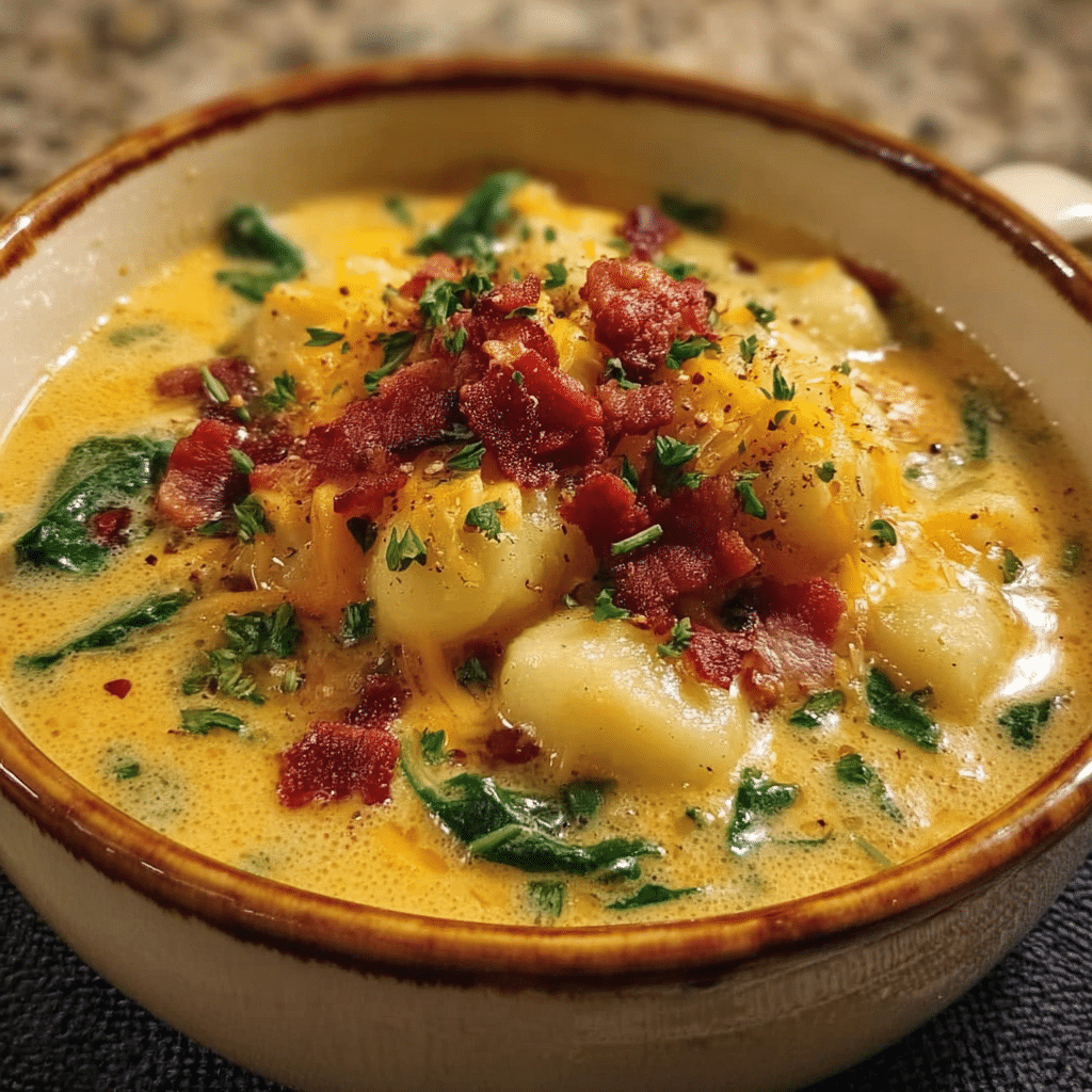 Bacon Cheddar Gnocchi Soup