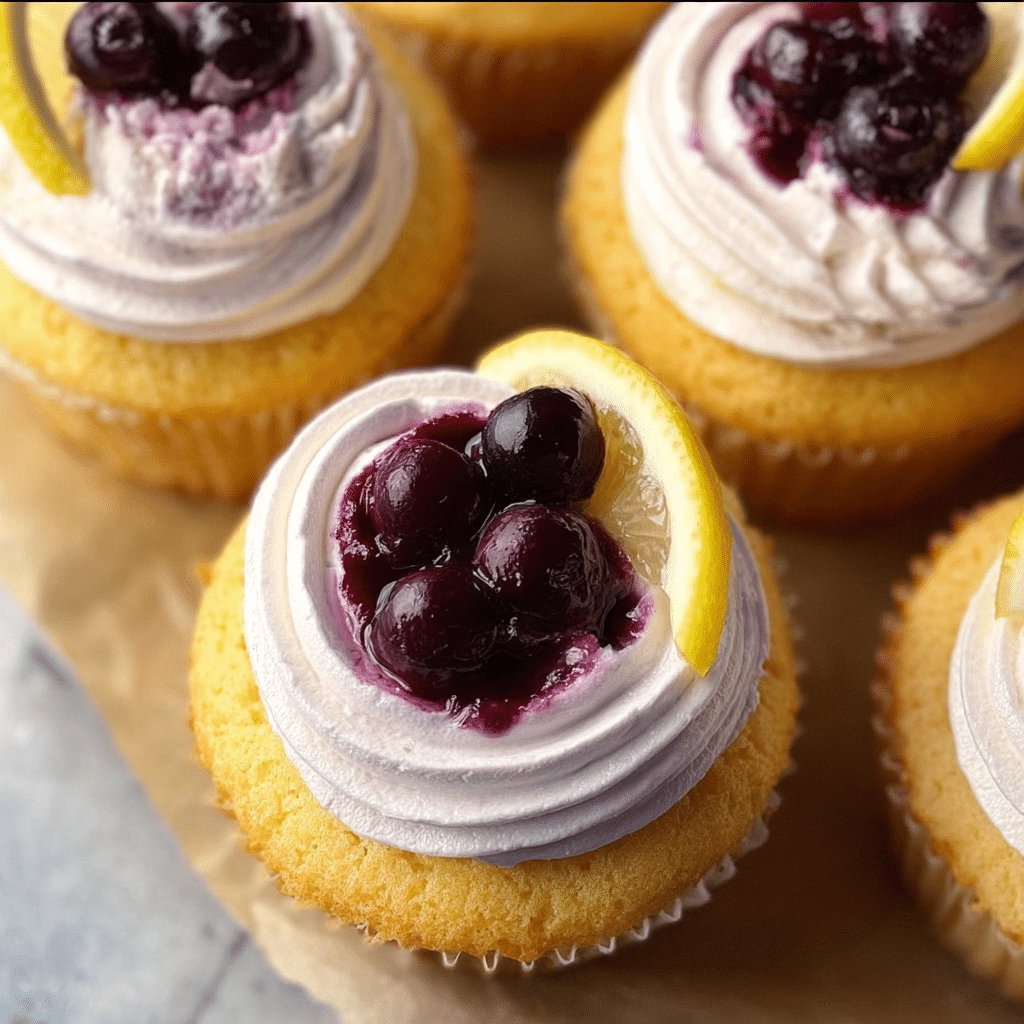 Blueberry Filled Soft Lemon Cupcakes 3
