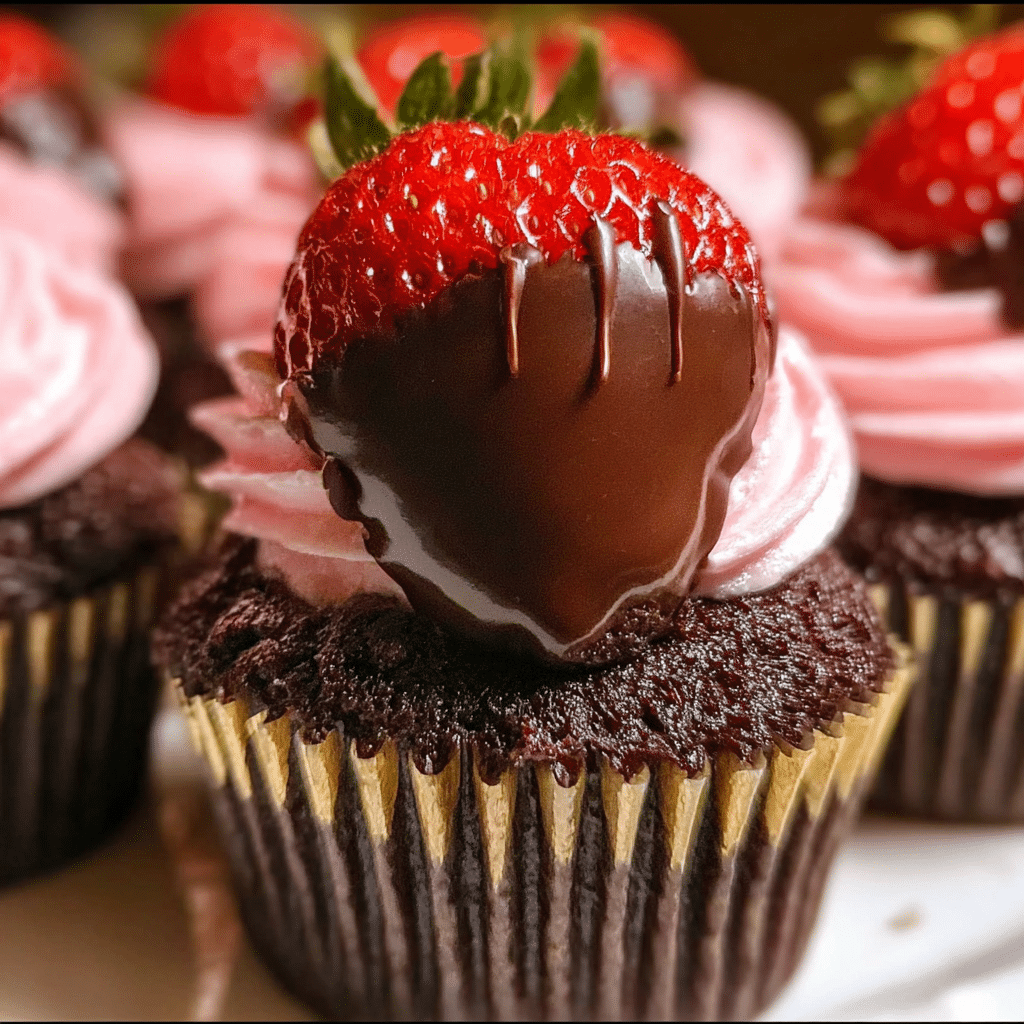 Chocolate Covered Strawberry Cupcakes 2