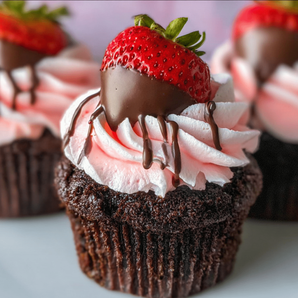 Chocolate Covered Strawberry Cupcakes 3