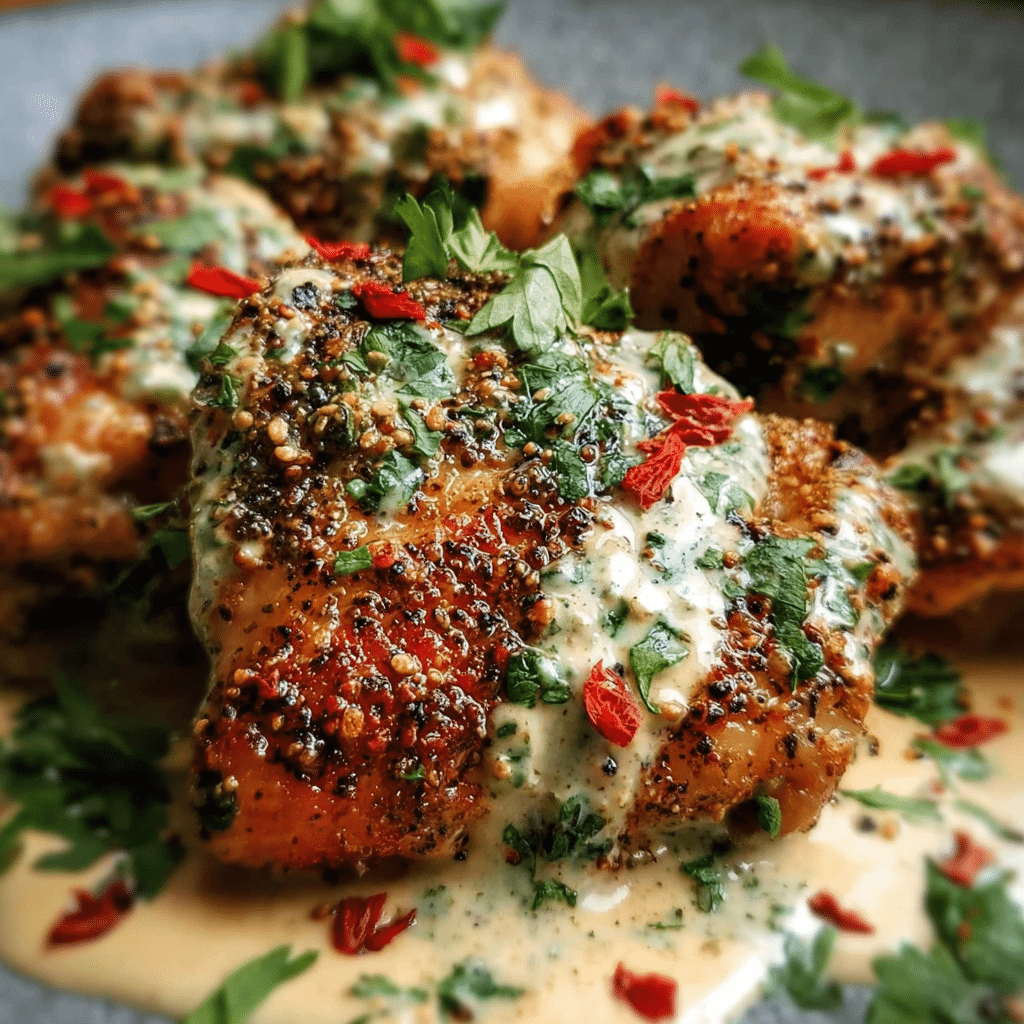Za’atar Chicken Thighs with Tahini and Garlic