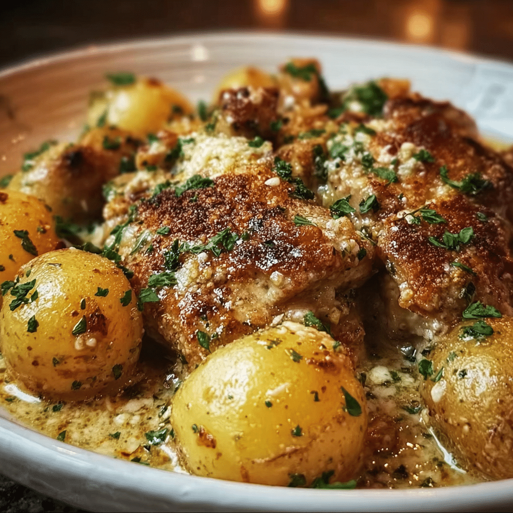 Garlic Parmesan Chicken Crockpot with Baby Potatoes