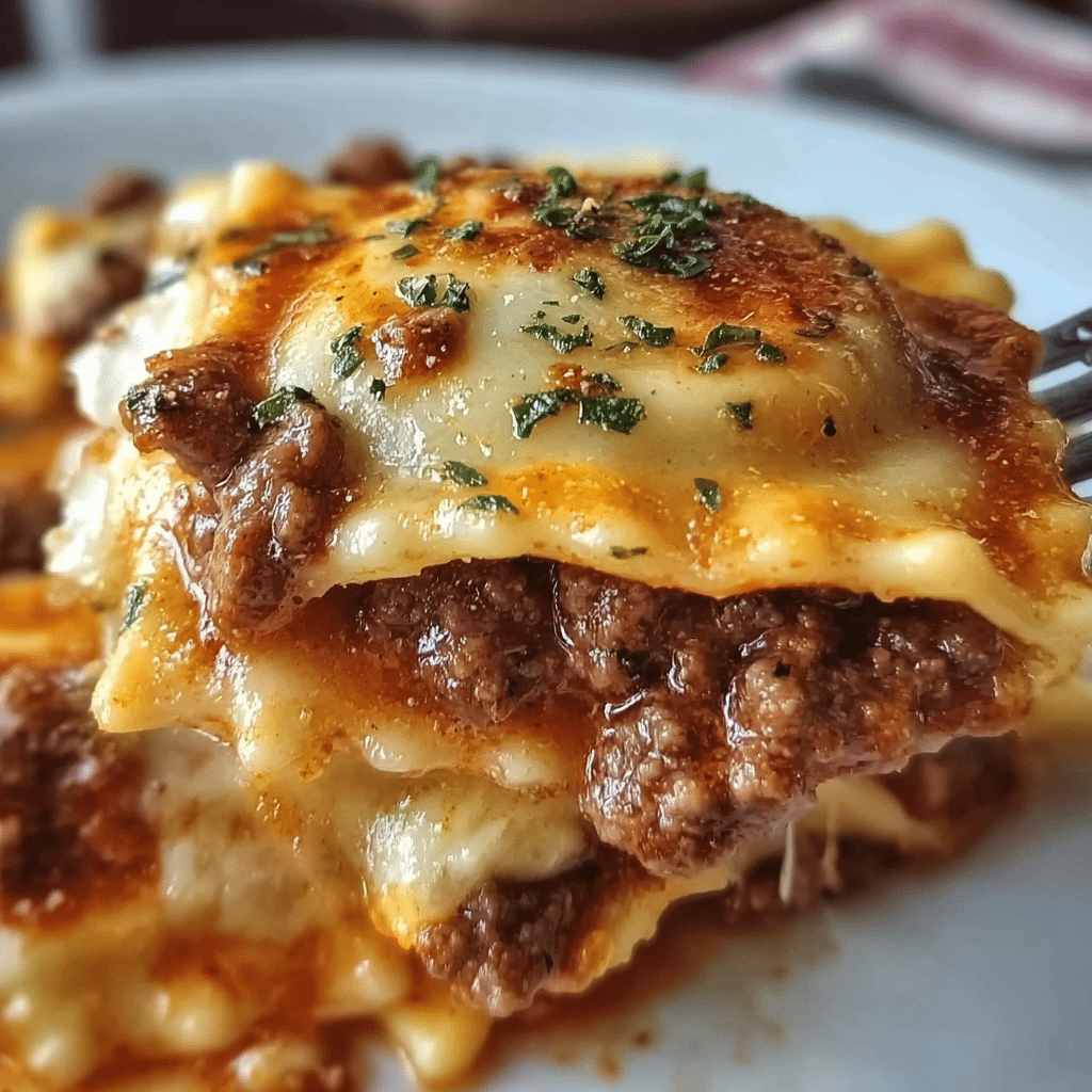 Decadent Beef and Cheese Ravioli Casserole