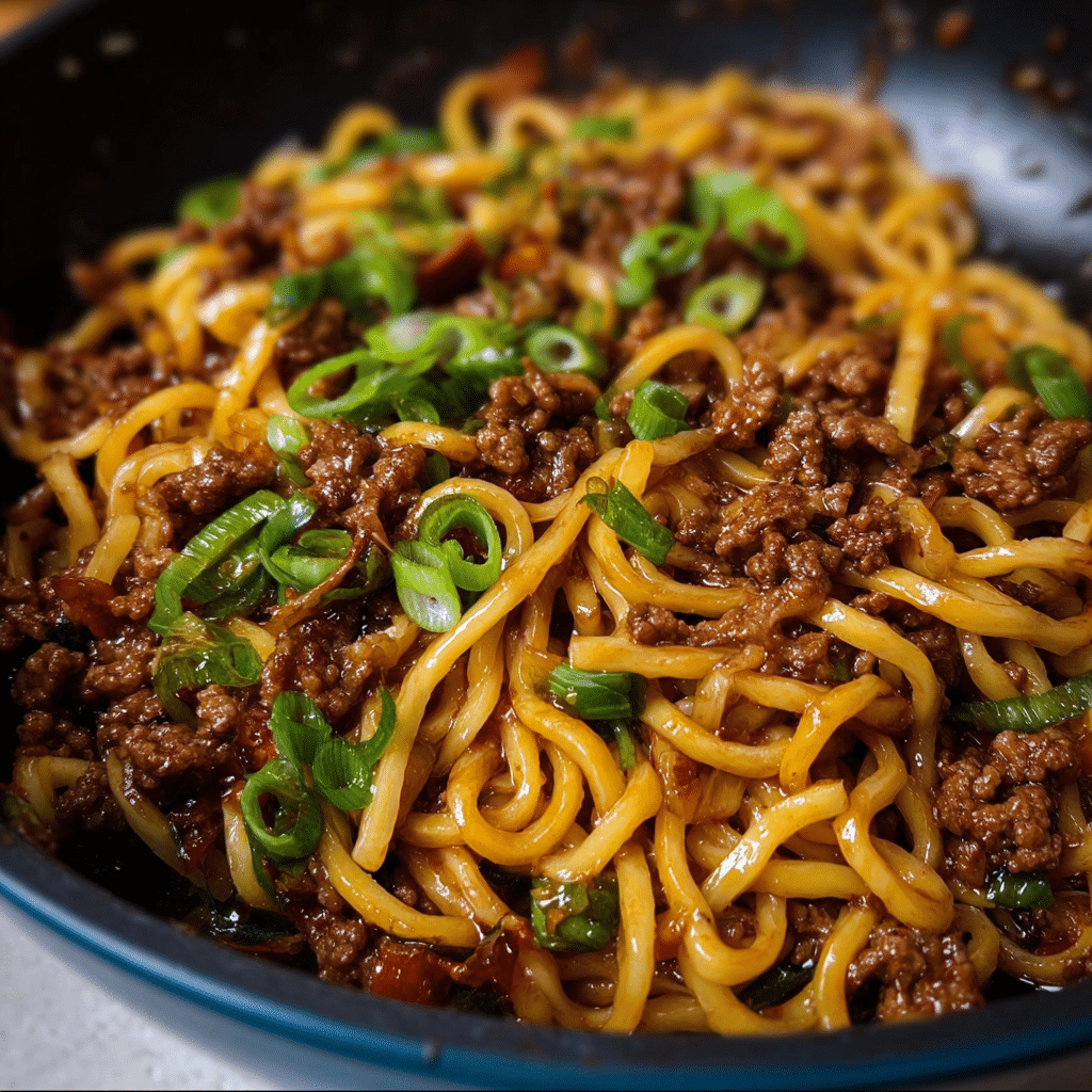 Ground Beef Mongolian Noodles