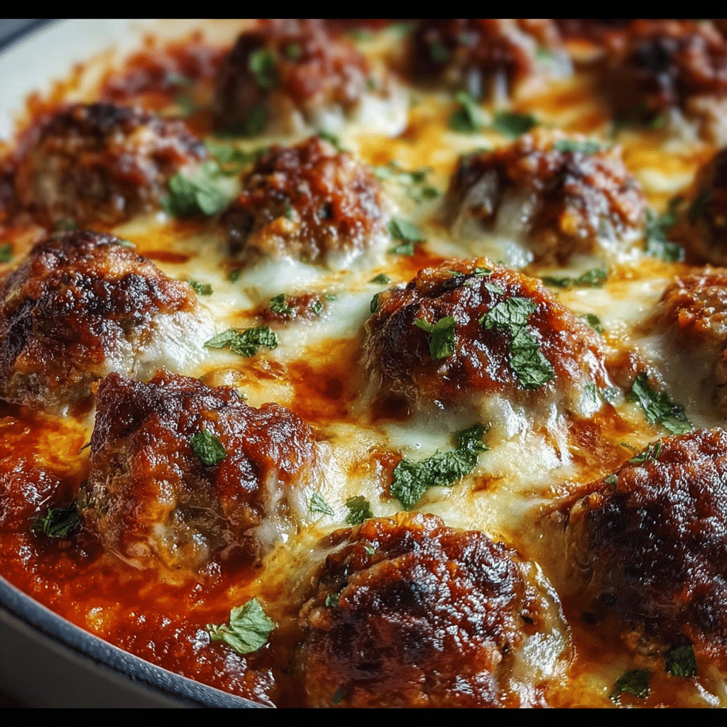 Keto Meatball Parmesan Casserole