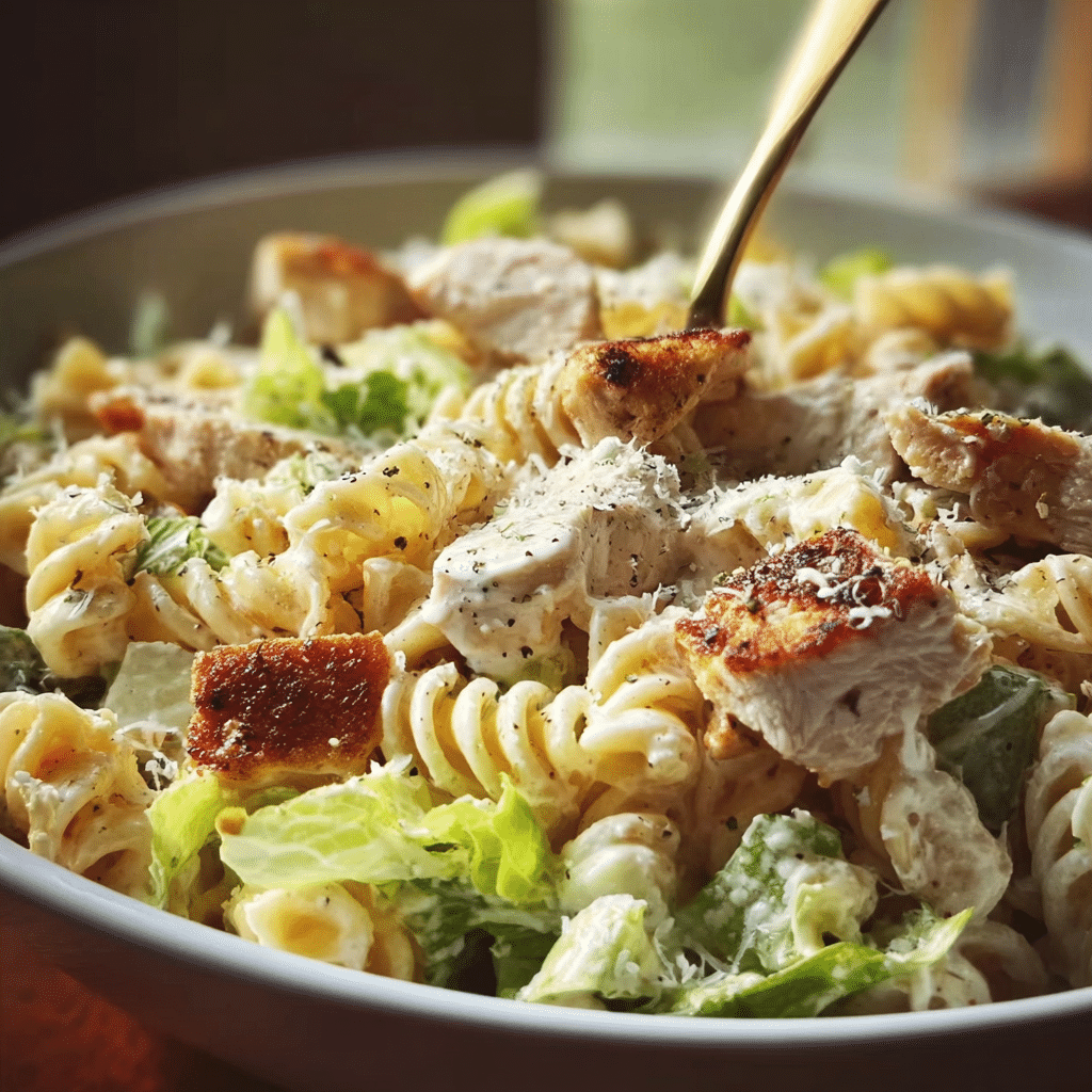 Easy Chicken Caesar Pasta Salad