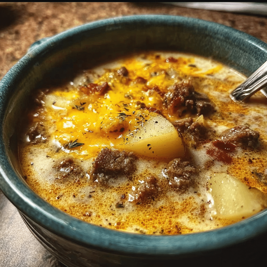 Cheesy Beef and Potato Soup
