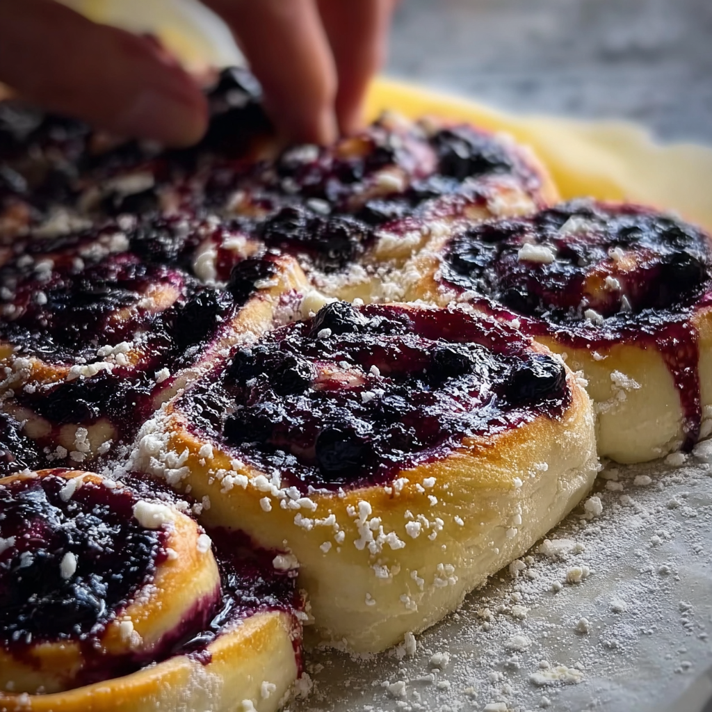 Sourdough Discard Lemon Blueberry Rolls