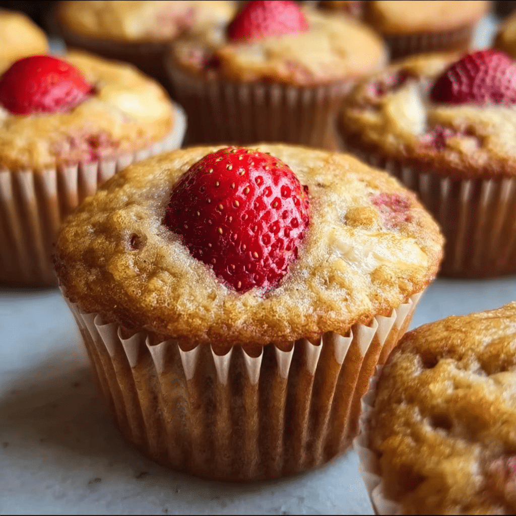 Healthy Strawberry Banana Yogurt Muffins