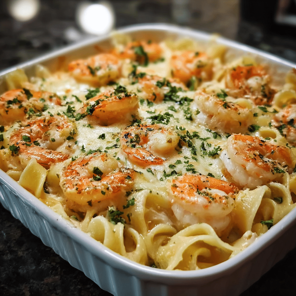 Shrimp Scampi Pasta Bake