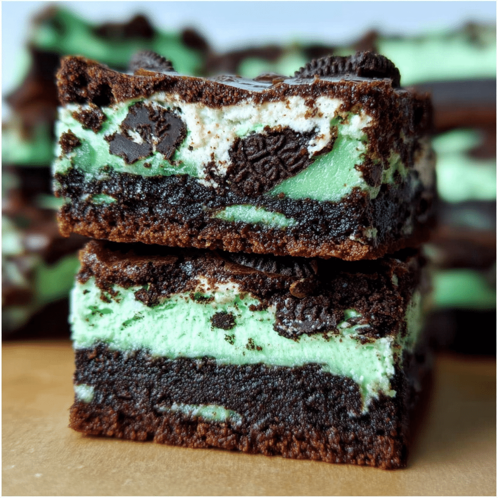 Triple Layer Fudgy Mint Oreo Brownies