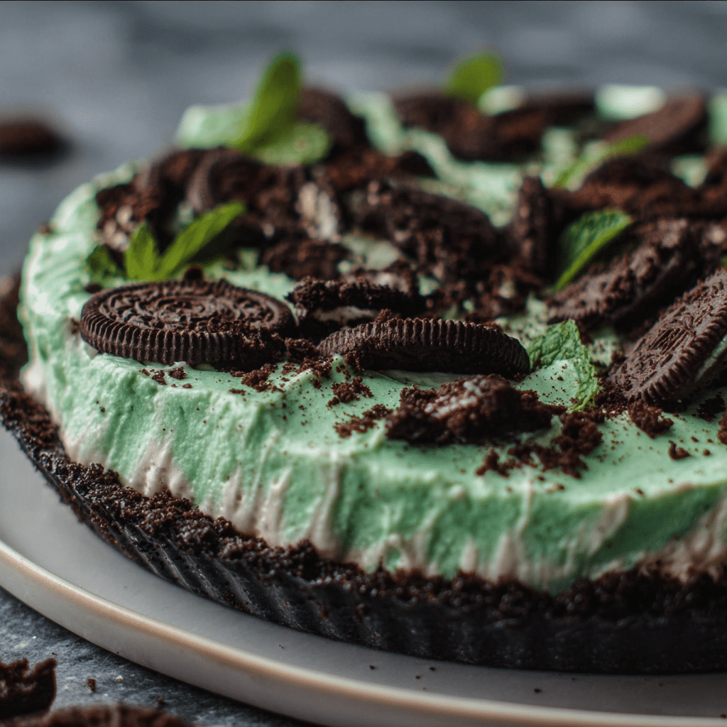 No Bake Mint Oreo Pie