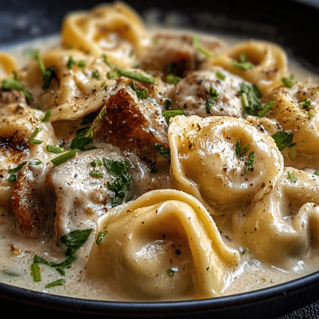 Cheesesteak Tortellini in Creamy Provolone Sauce