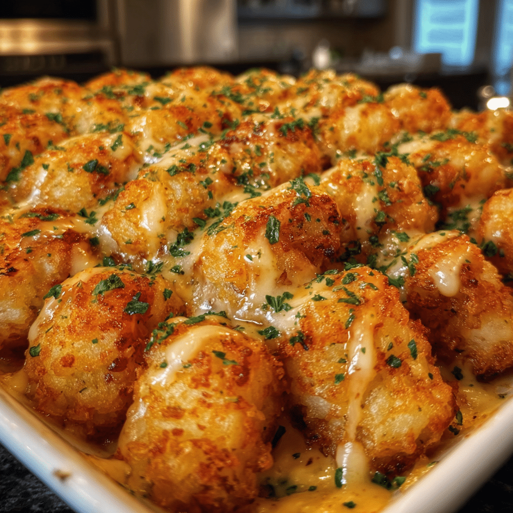 Cheddar Ranch Chicken Tater Tot Bake