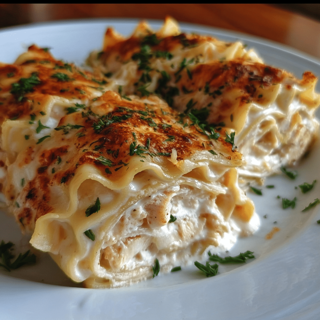 Chicken Alfredo Lasagna Rolls