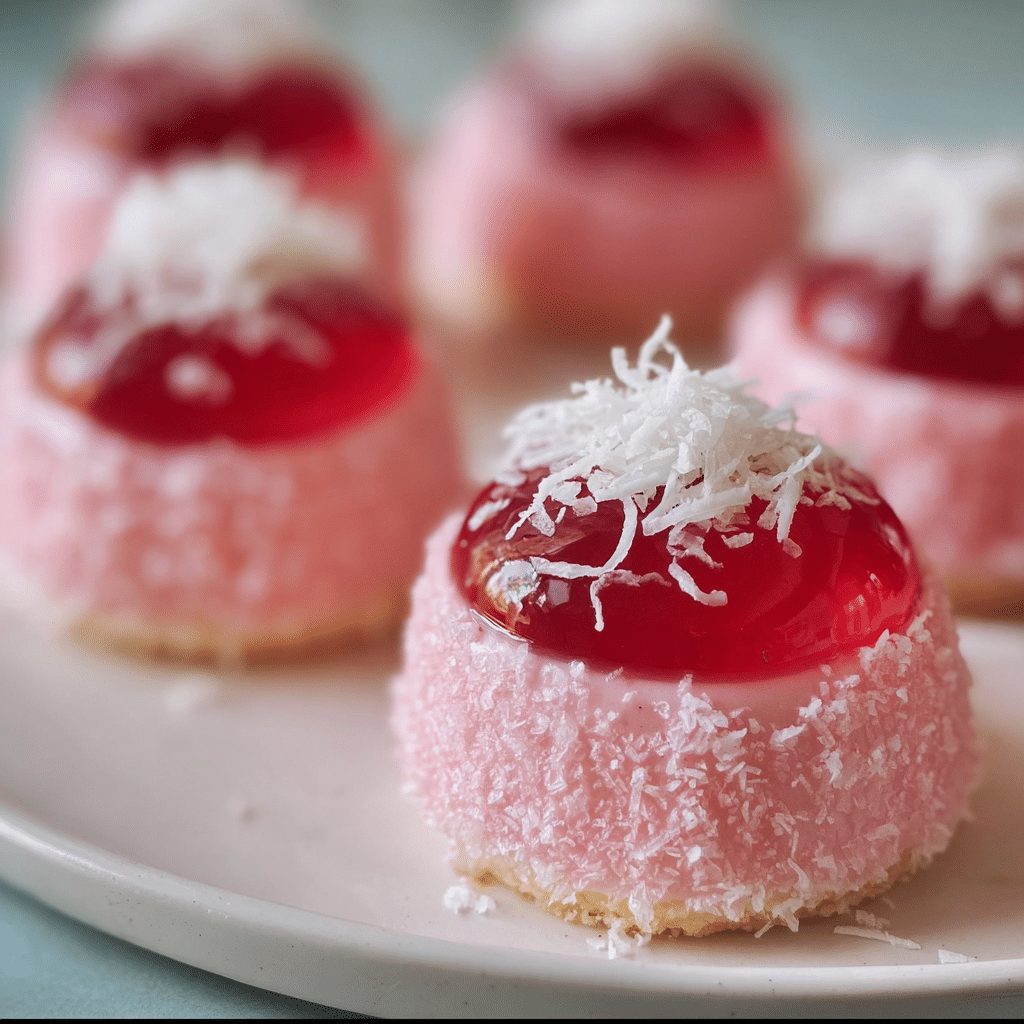 Pink Jelly Coconut Cakes