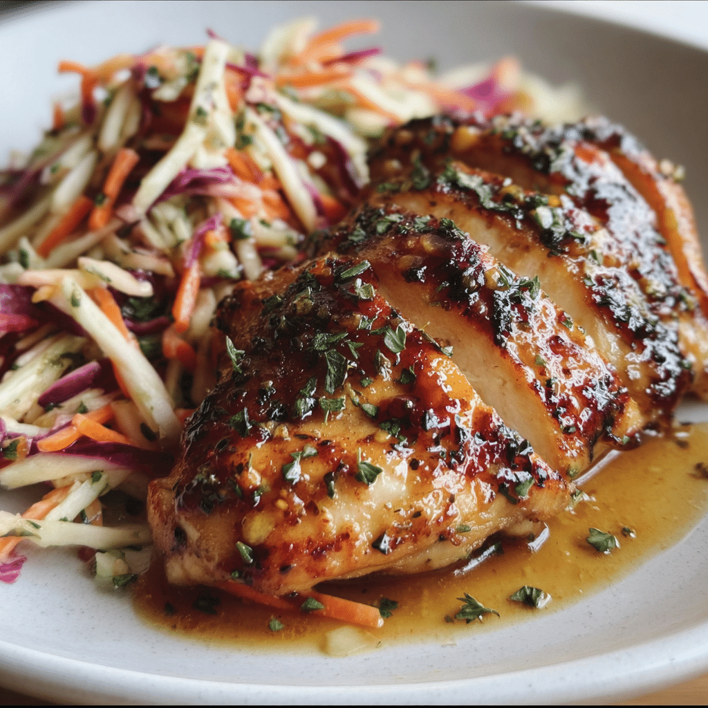 Apple Cider Chicken With Crisp Autumn Slaw