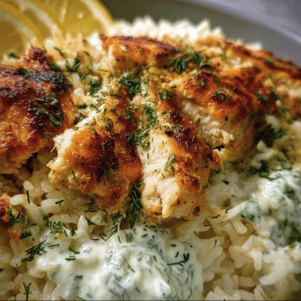 Bake Chicken Tzatziki Rice Bake