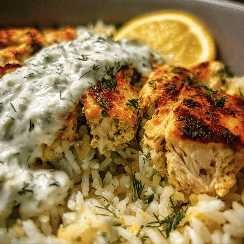 Bake Chicken Tzatziki Rice Bake