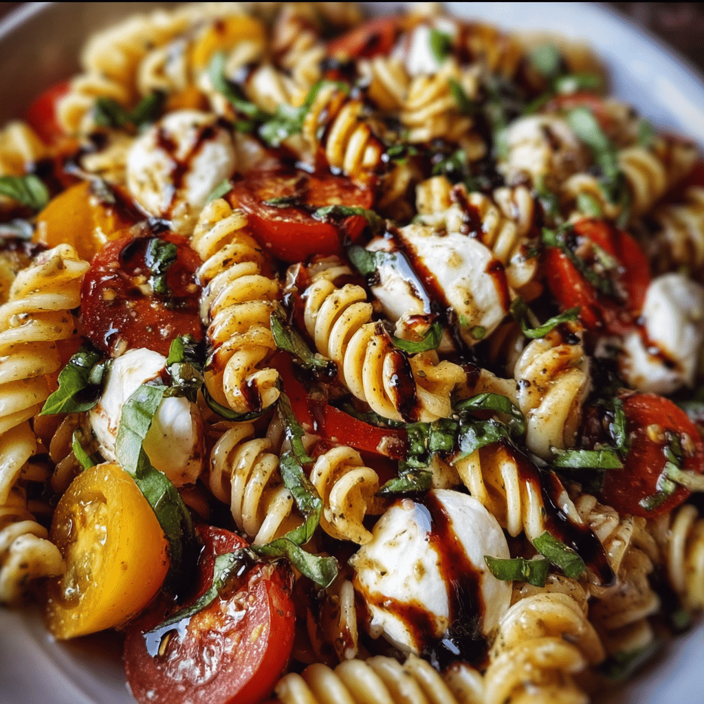 Caprese Pasta Salad With Balsamic Glaze