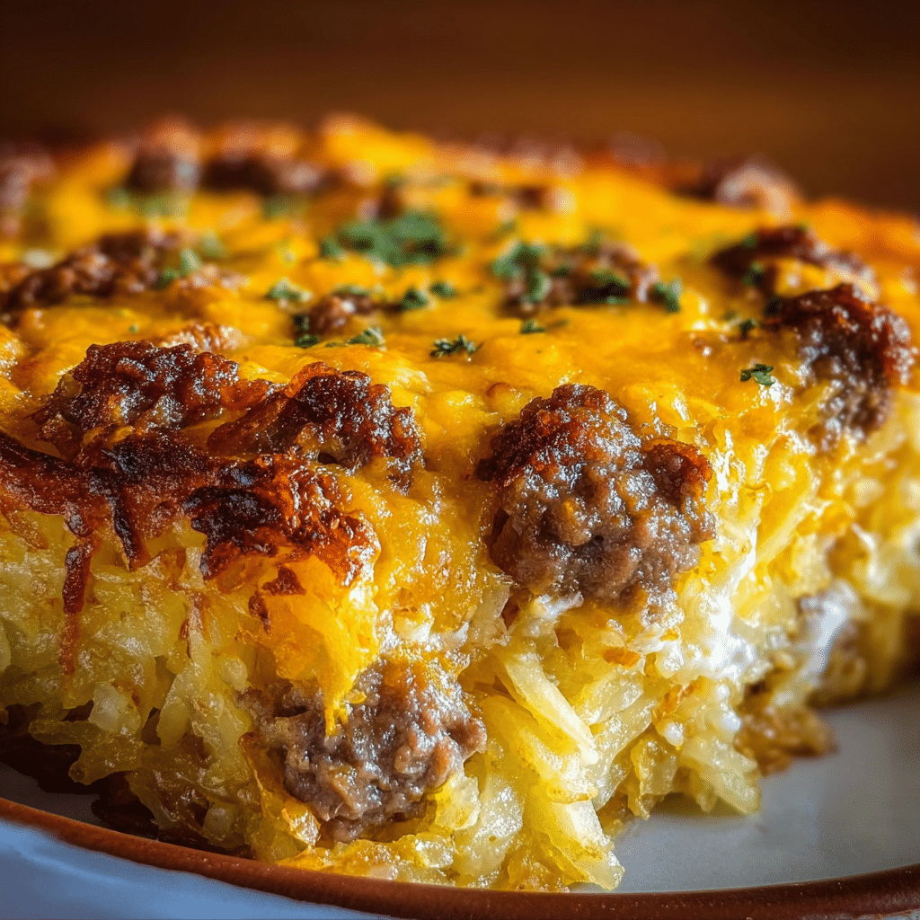 Cheesy Hamburger Hashbrown Casserole